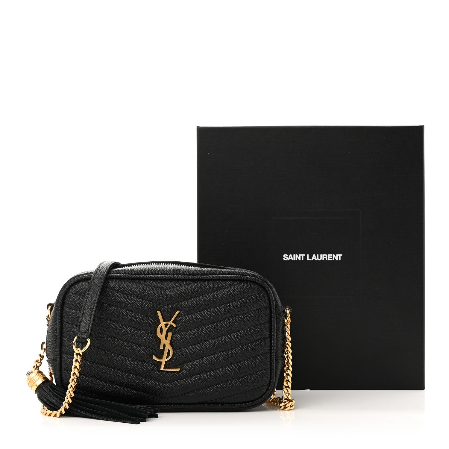 Saint Laurent Grain De Poudre Matelasse Monogram Mini Lou Camera Bag Black 10 of 10
