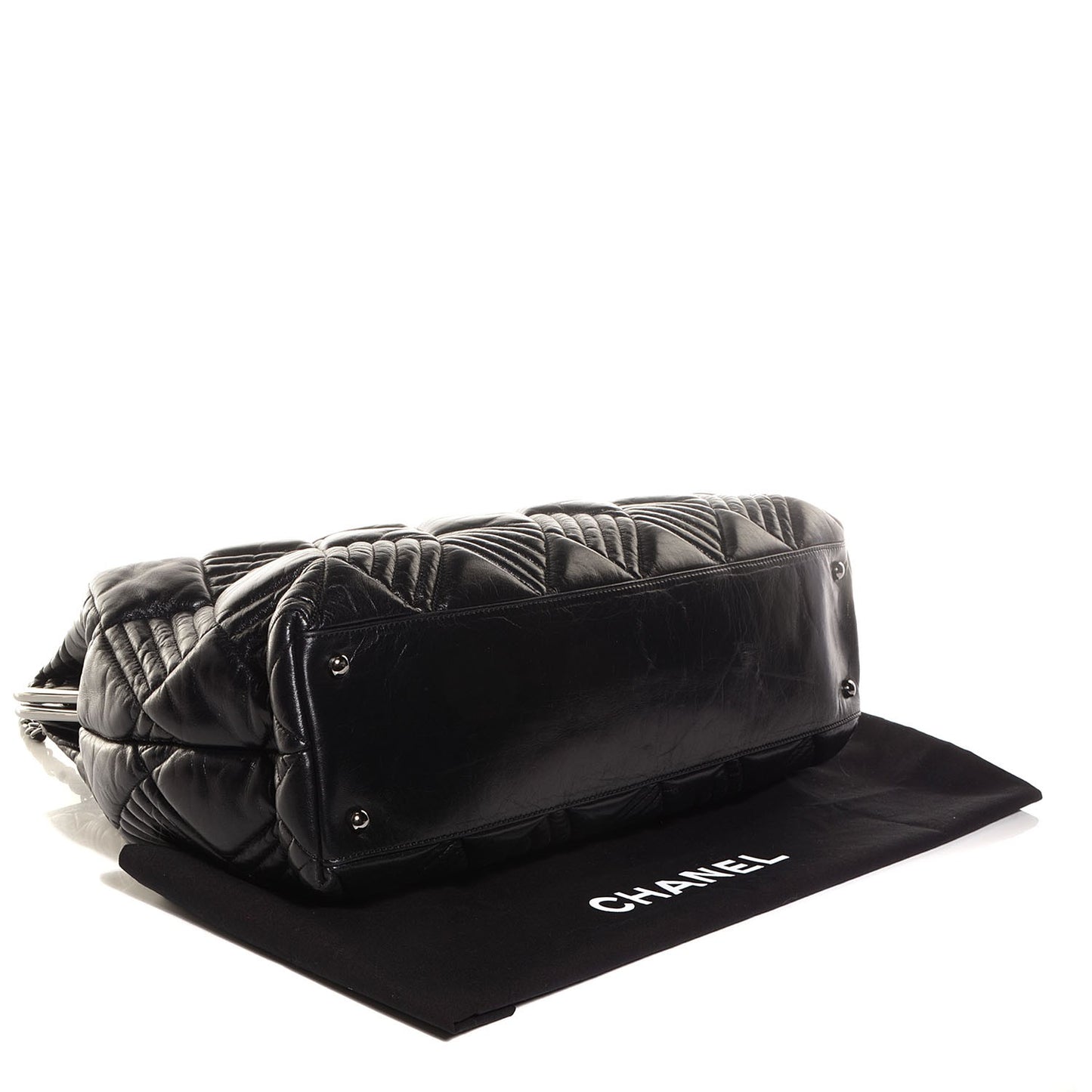 Lambskin Quilted In and Out Large Tote Black