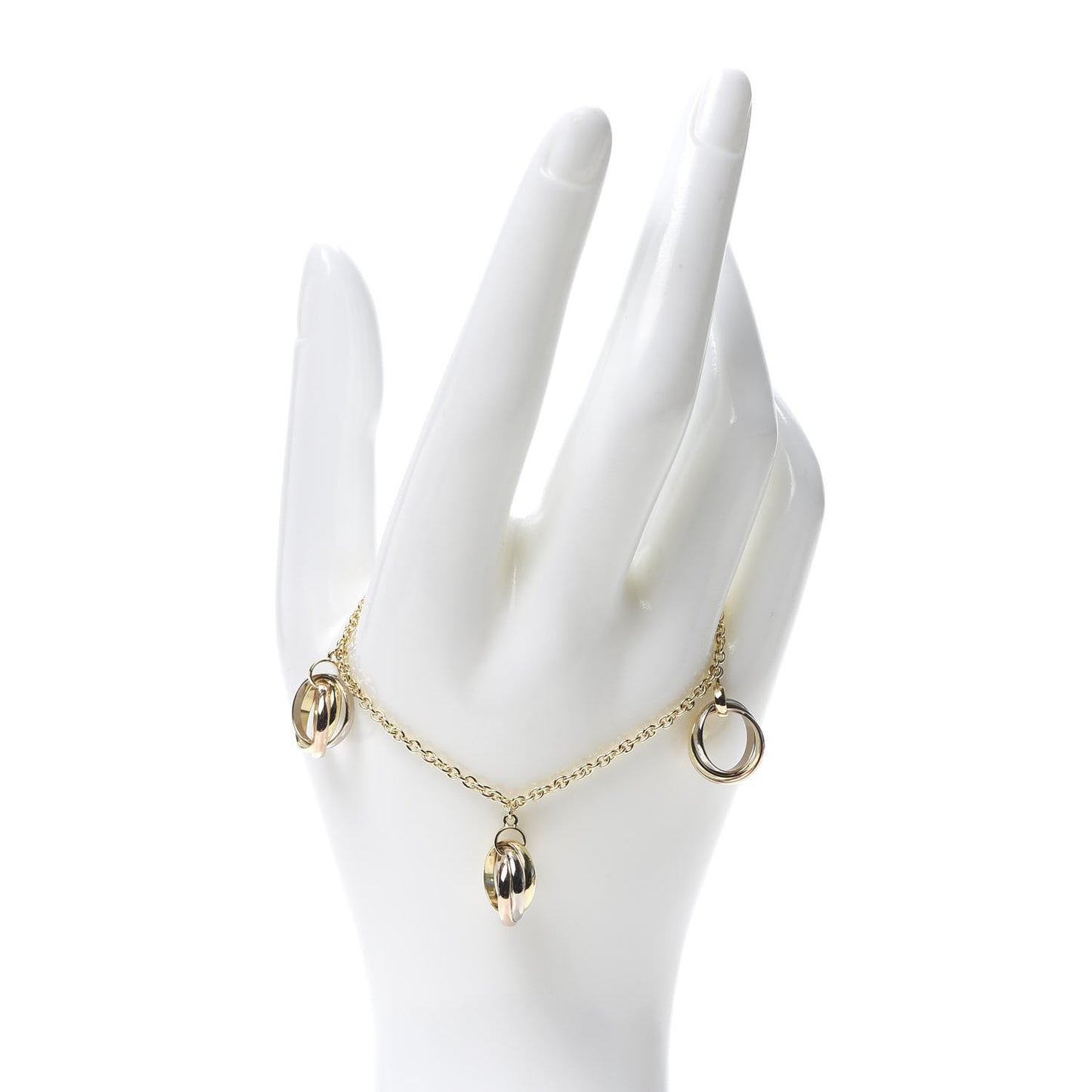 18K Pink Yellow White Gold Trinity Charm Bracelet