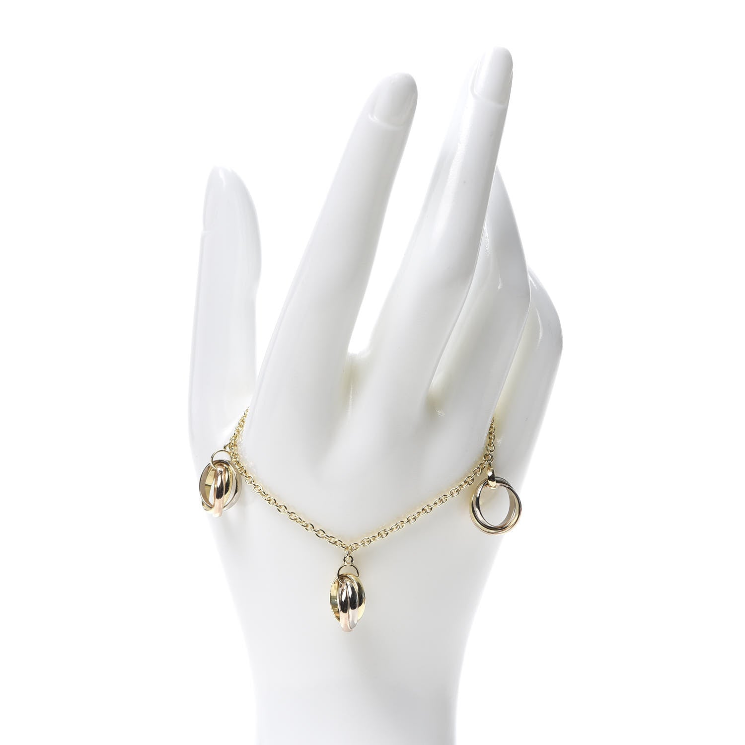 Cartier 18K Pink Yellow White Gold Trinity Charm Bracelet 2 of 7