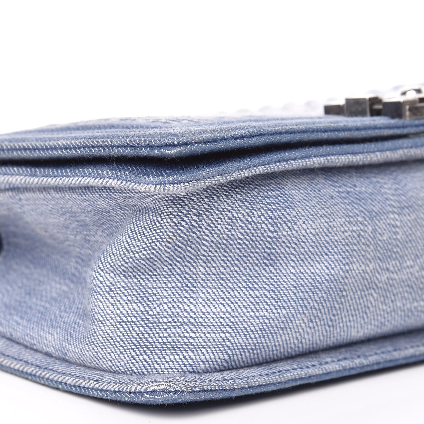 Denim Chevron Quilted Medium Boy Flap Blue