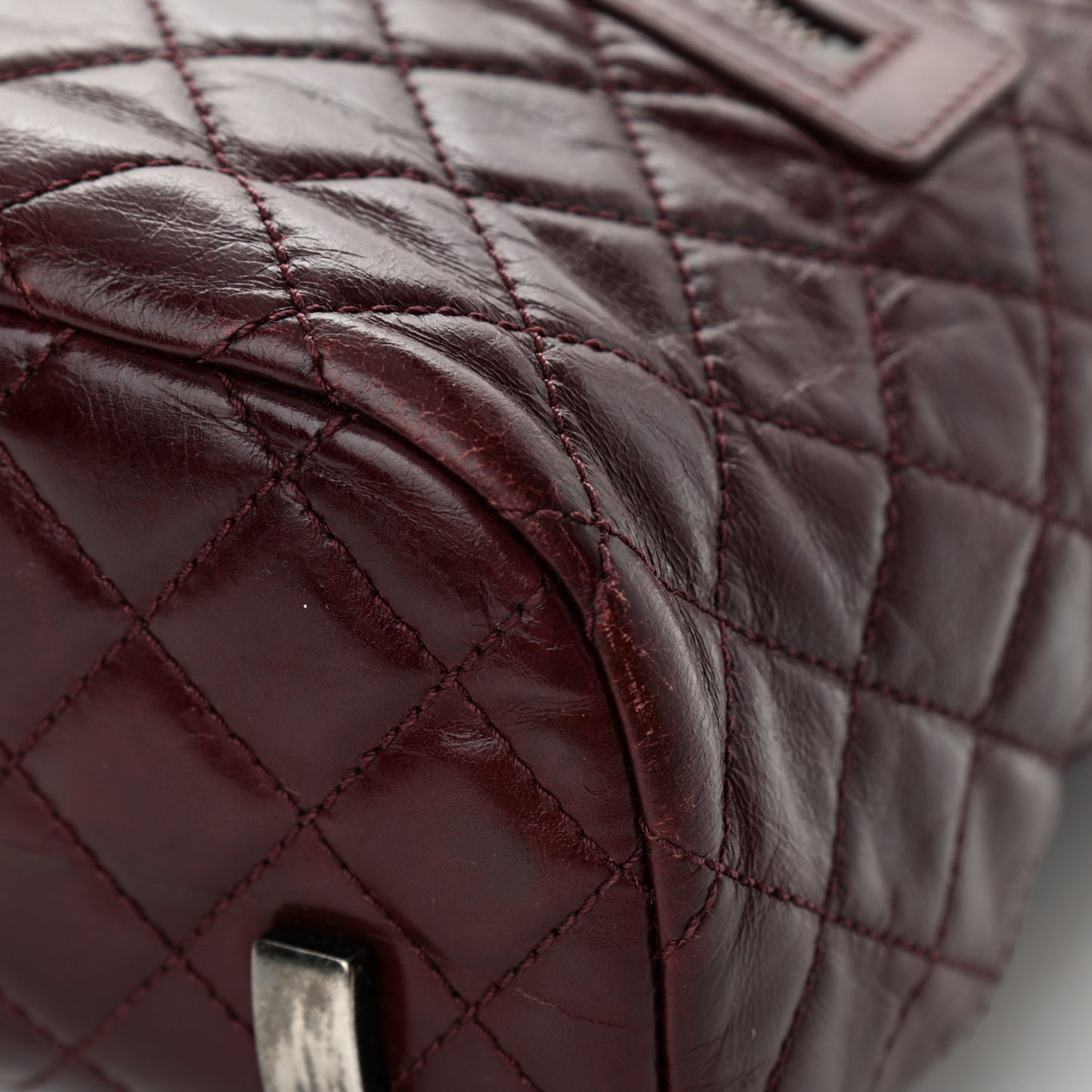 Glazed Calfskin Quilted Small Salzburg Backpack Burgundy