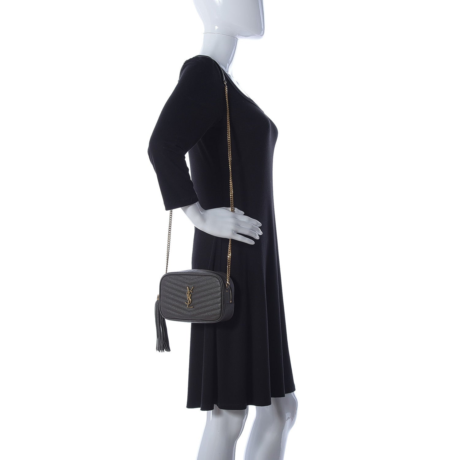 Saint Laurent Grain De Poudre Matelasse Monogram Mini Lou Camera Bag Pebble 2 of 14