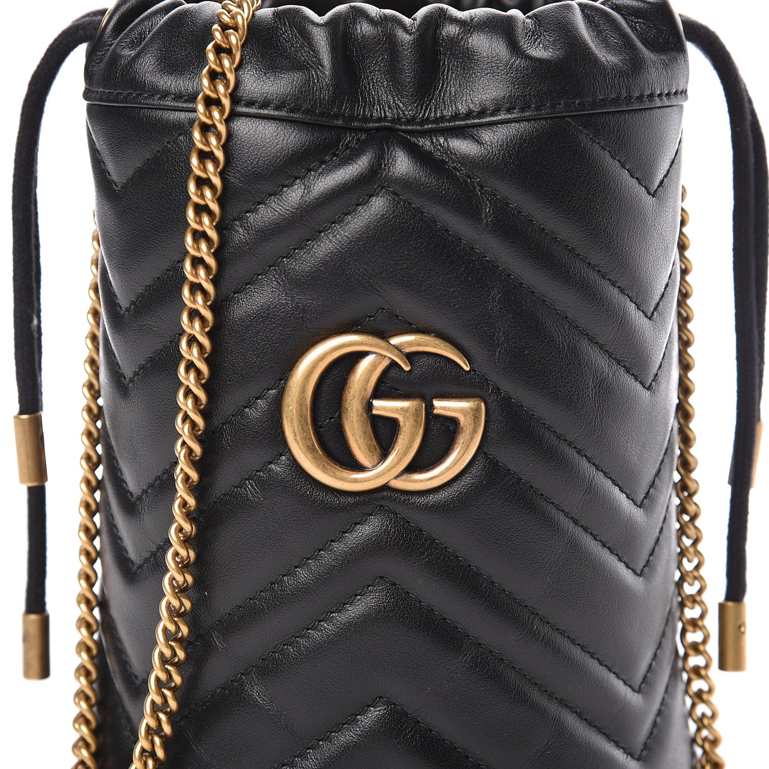 Gucci Calfskin Matelasse Mini GG Marmont 2.0 Bucket Bag Black 7 of 9