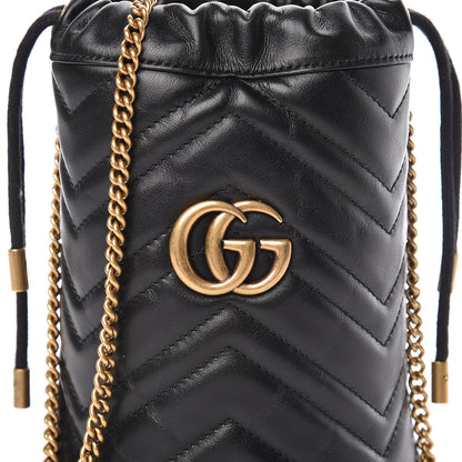 Gucci Calfskin Matelasse Mini GG Marmont 2.0 Bucket Bag Black 7 of 9