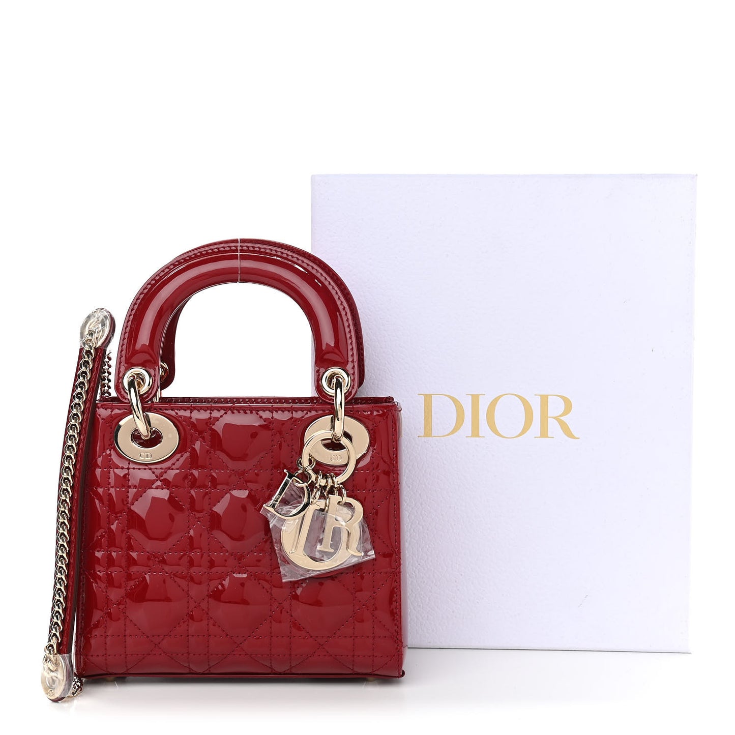 Patent Cannage Mini Lady Dior Red