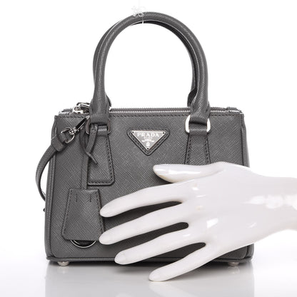 Prada Saffiano Mini Galleria Double Zip Tote Marmo 4 of 9