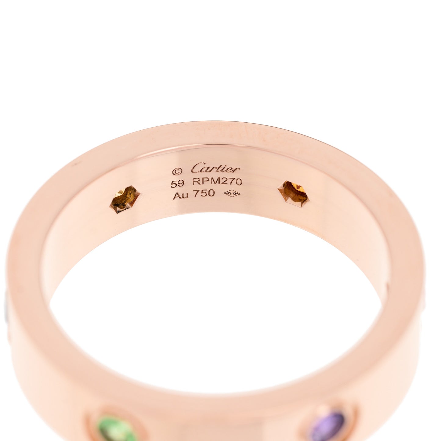 18K Pink Gold Sapphire Garnet Amethyst 5.5mm LOVE Ring 59 8.75
