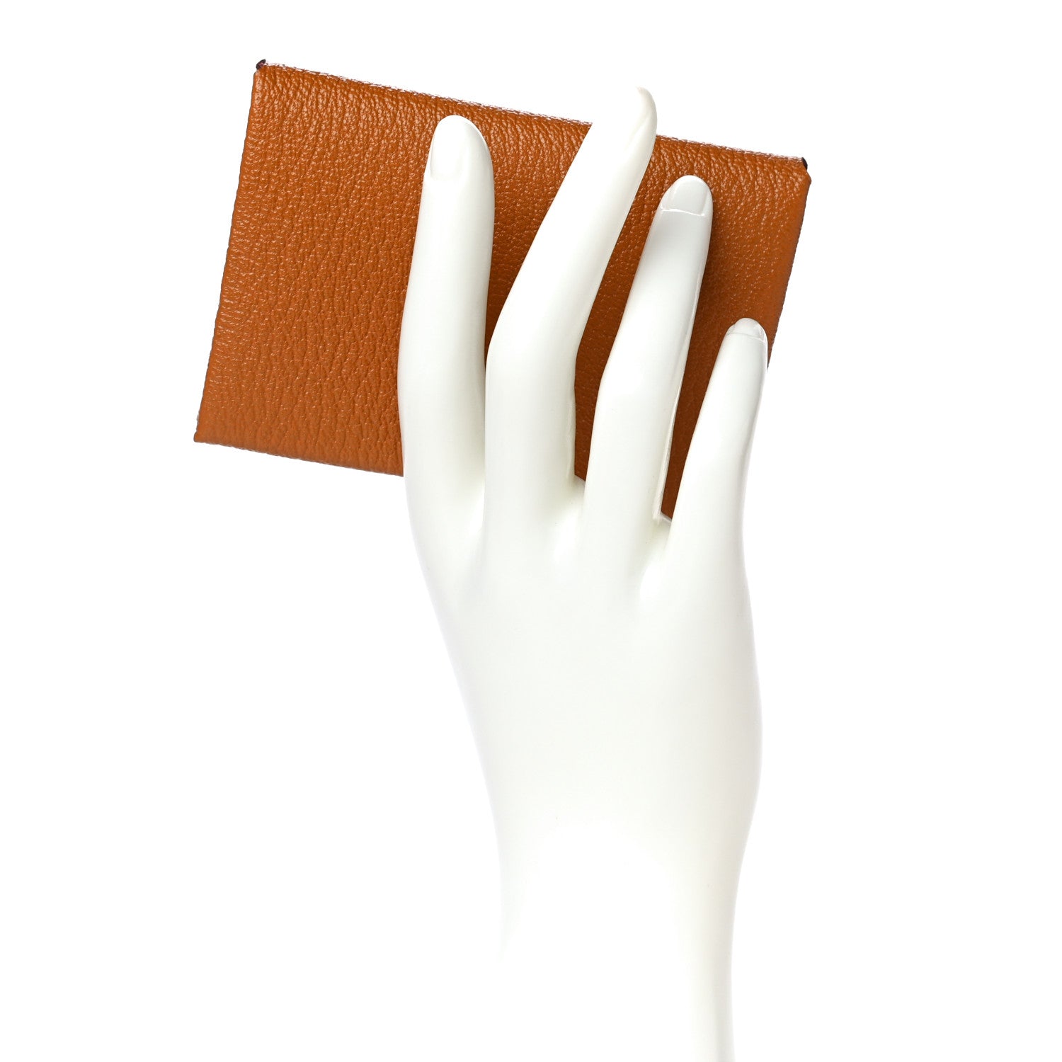 Hermes Chevre Mysore Verso Calvi Duo Card Case Caramel Rose Sakura 2 of 10