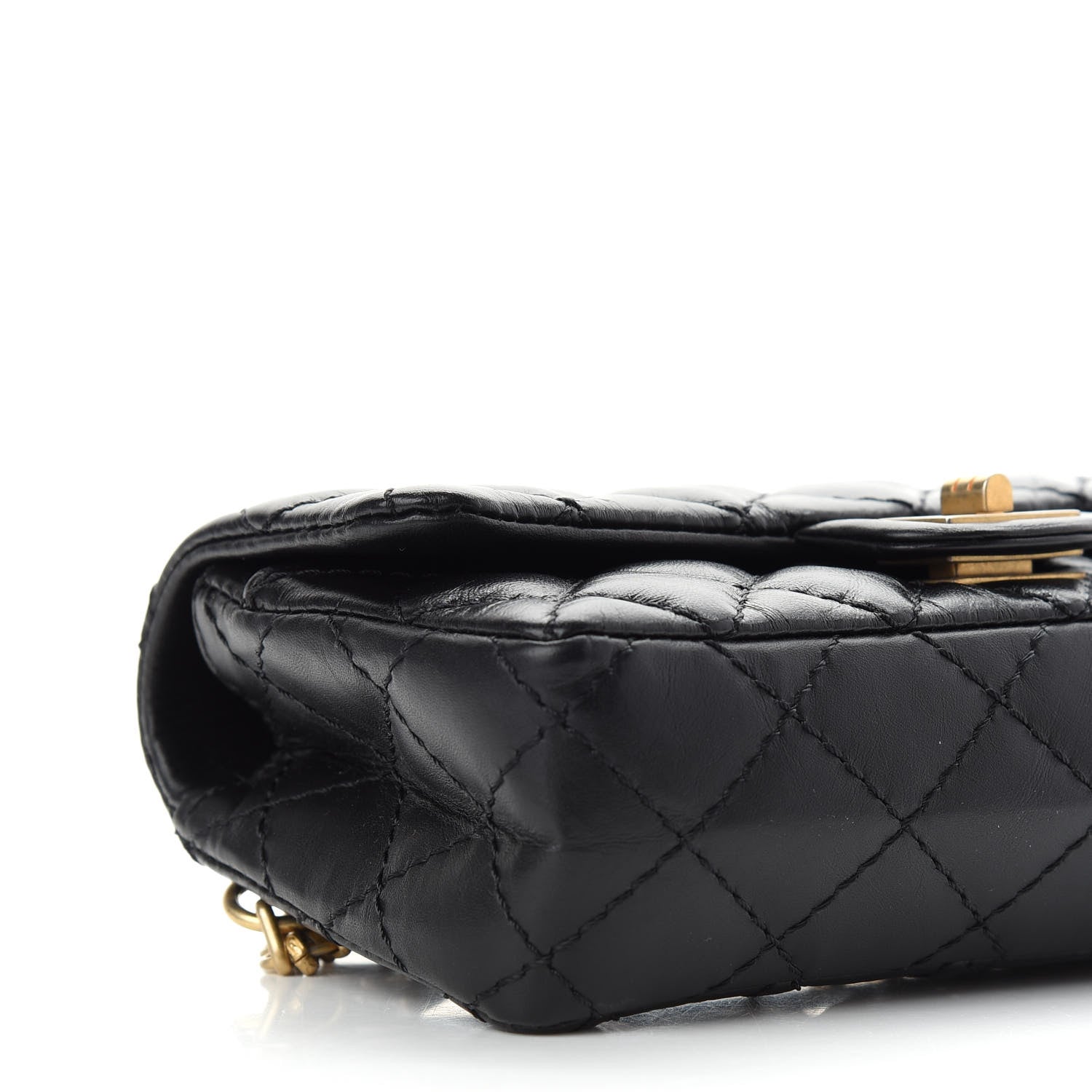 Chanel Aged Calfskin Quilted 2.55 Reissue Chain Waist Bag Black 8 of 9