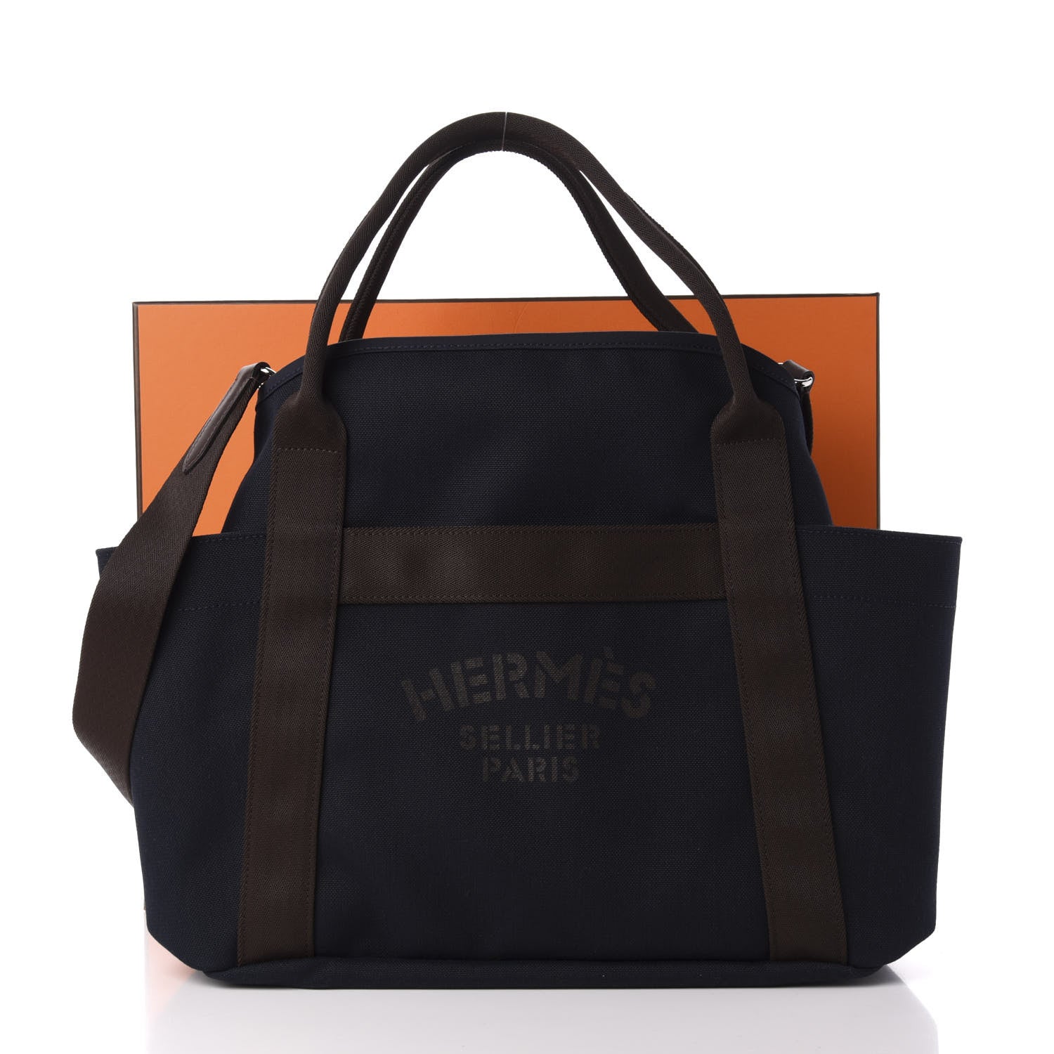 Hermes Toile Sac De Pansage Groom Bleu Navy Feu 11 of 11