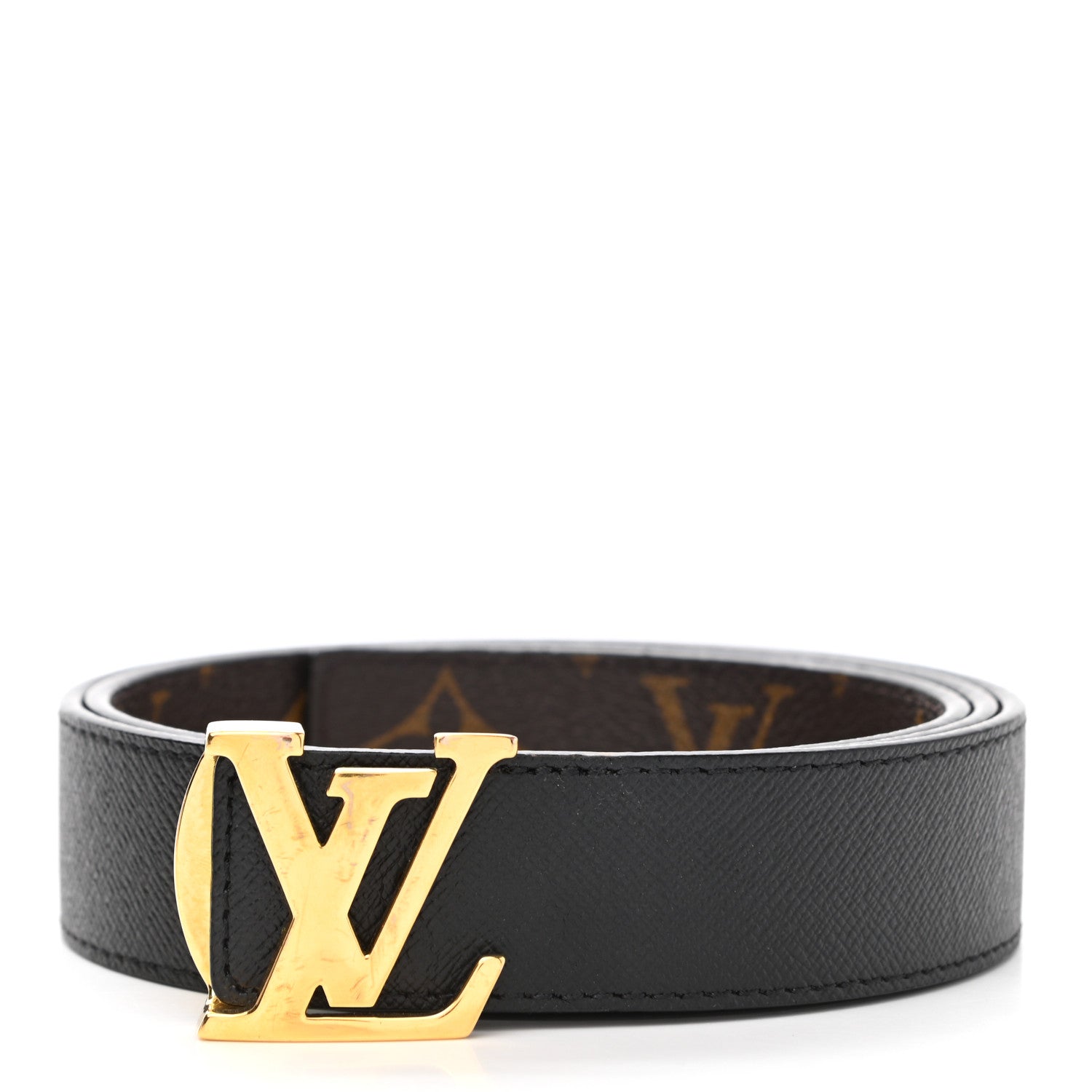 Louis Vuitton Calfskin Monogram 30mm LV Initiales Reversible Belt 80 32 Black 2 of 7