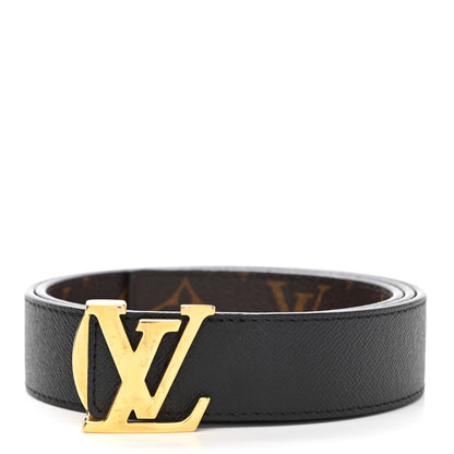 Louis Vuitton Calfskin Monogram 30mm LV Initiales Reversible Belt 80 32 Black 2 of 7