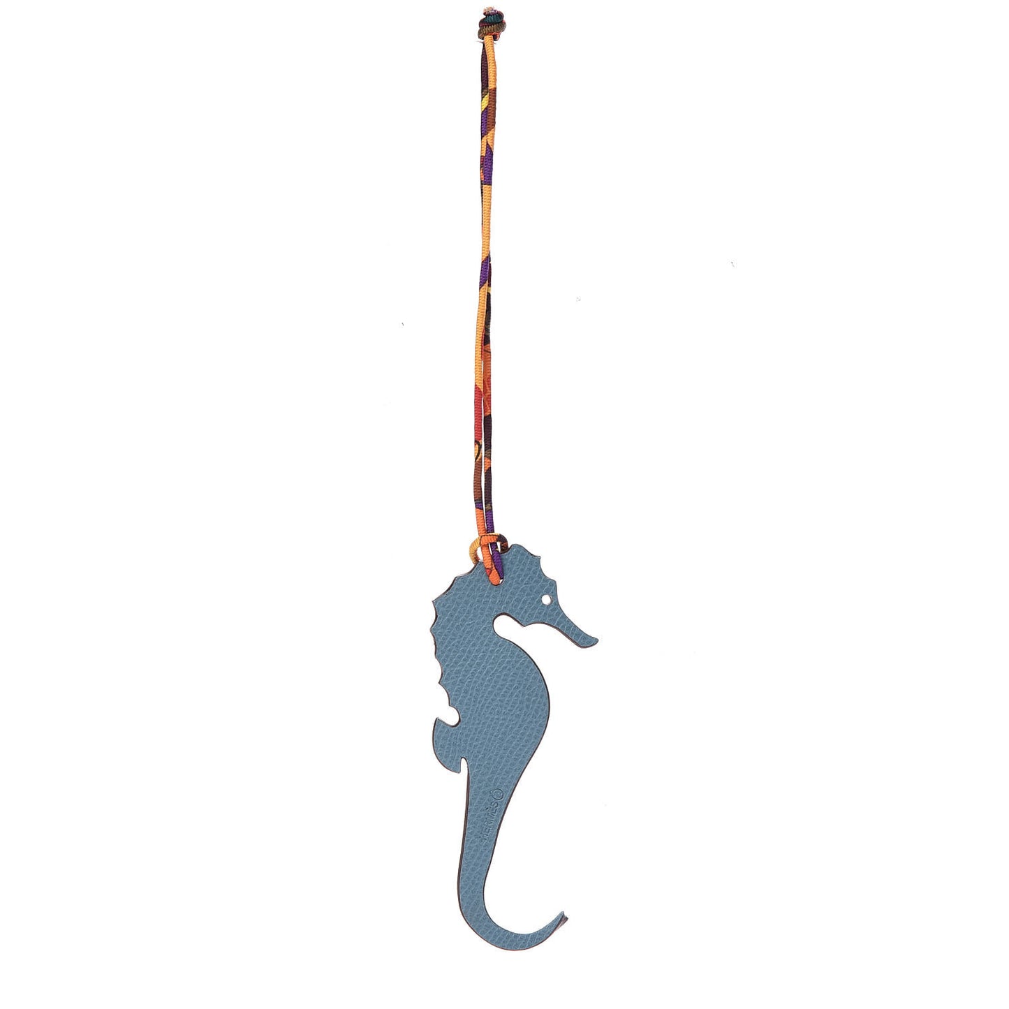 Togo Epsom Petit H Seahorse Bag Charm Capucine Blue Jean