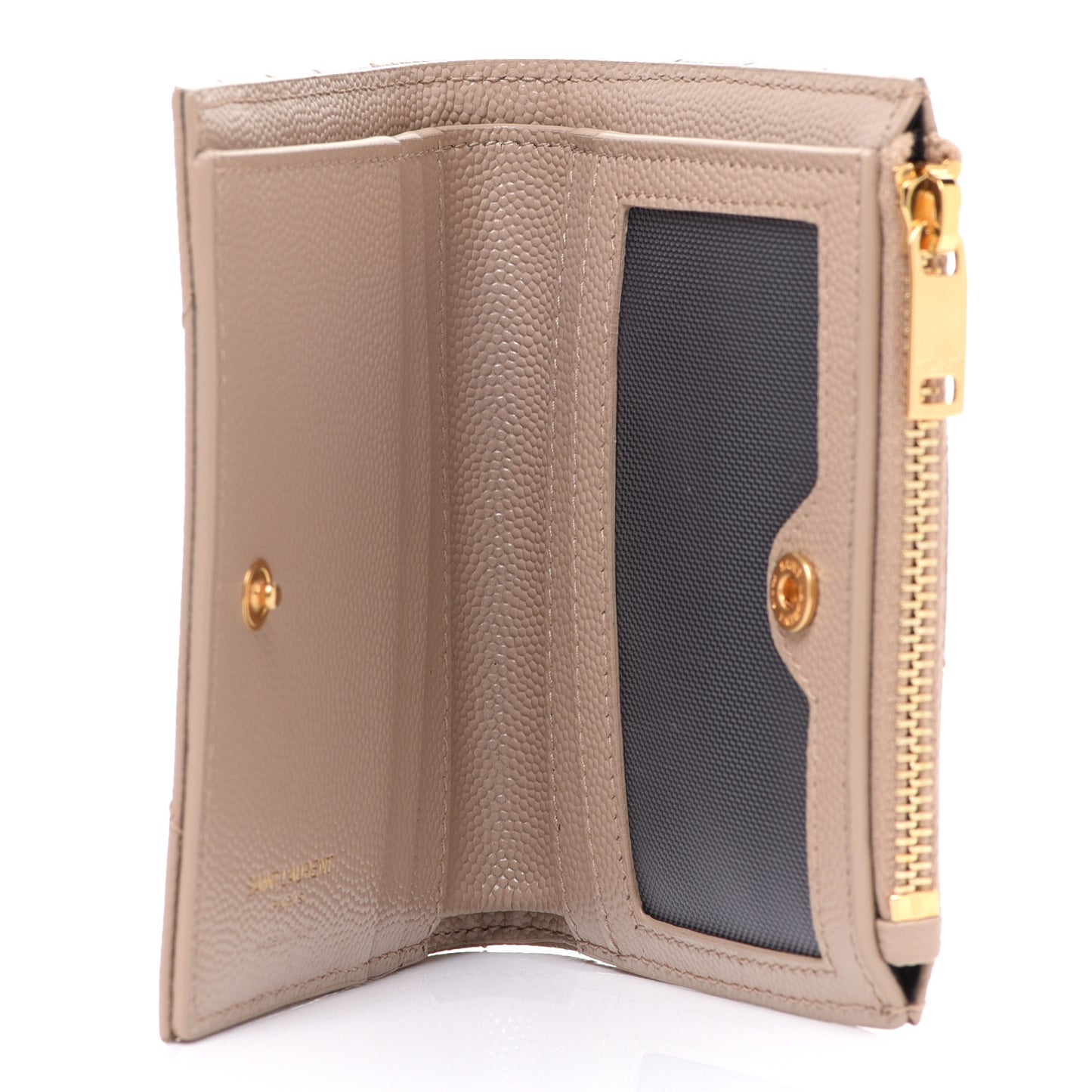 Grain De Poudre Matelasse Chevron Monogram Zipped Card Case Dark Beige