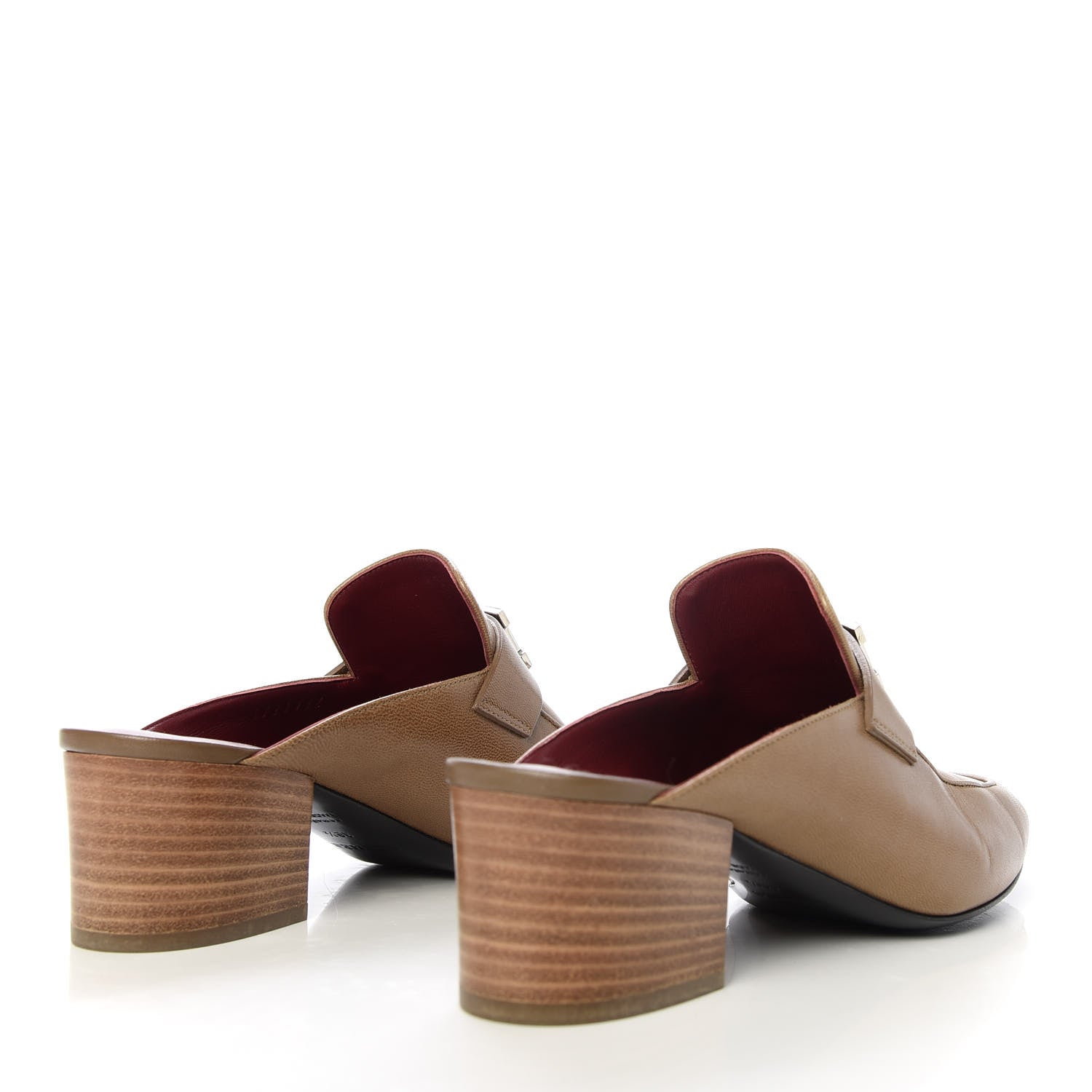 Hermes Goatskin Paradis Mules 38.5 Taupe 4 of 10