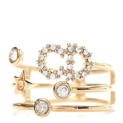 Christian Dior Metal Crystal Shiny-D Ring M Gold 1 of 6