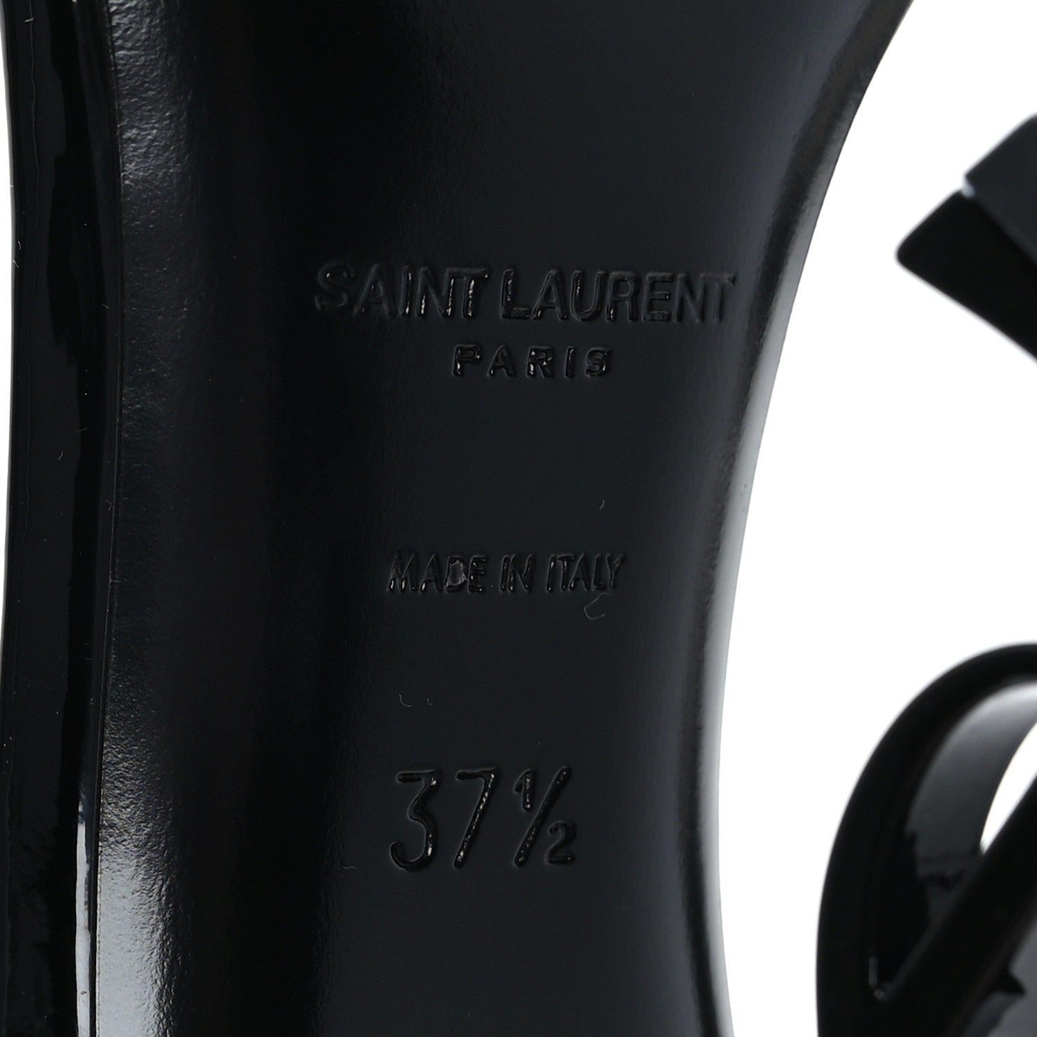 Saint Laurent Patent Calfskin Opyum 110 Sandals 37.5 Black 6 of 7