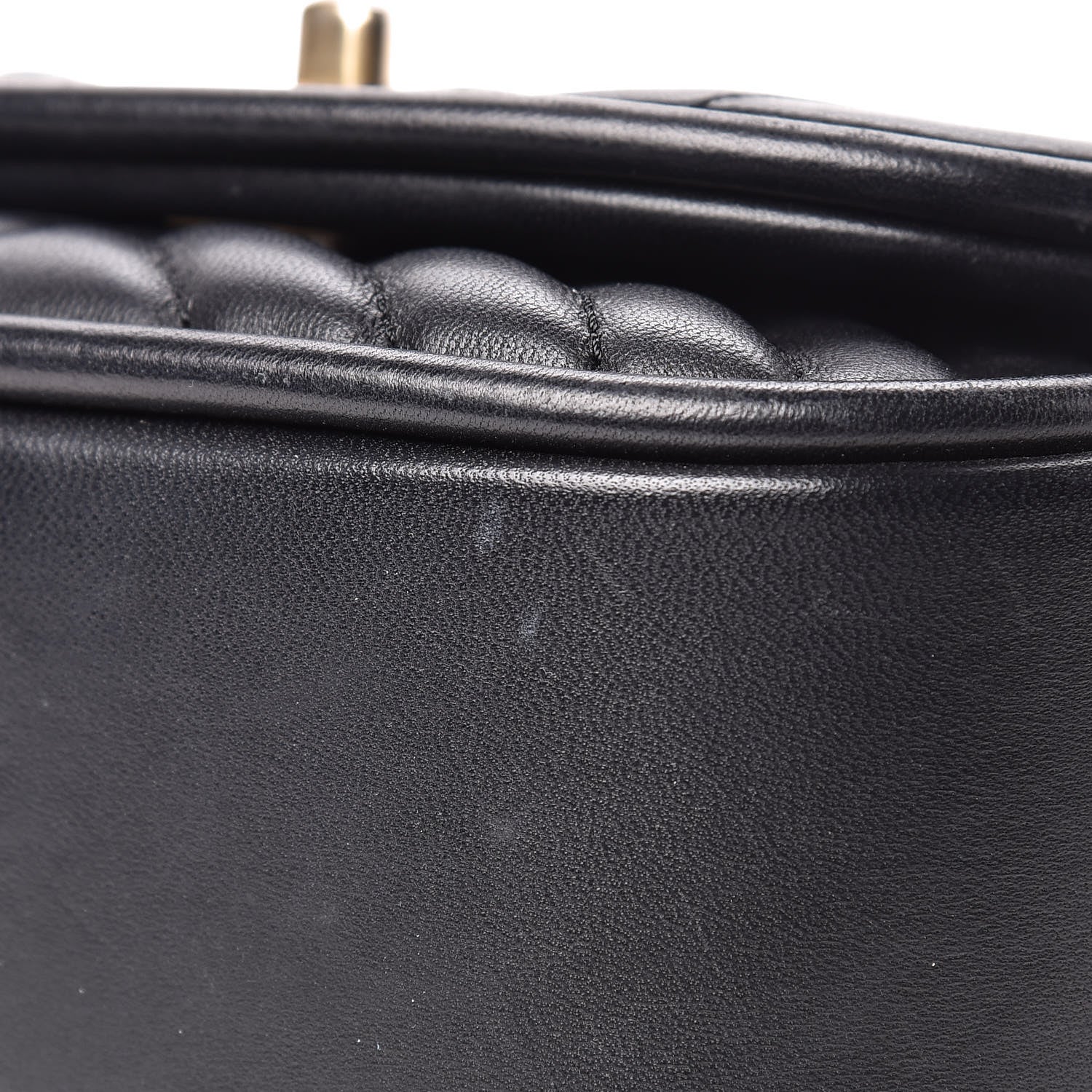 Chanel Lambskin Reverse Chevron Quilted Mini Round Top Handle Flap Black 12 of 12