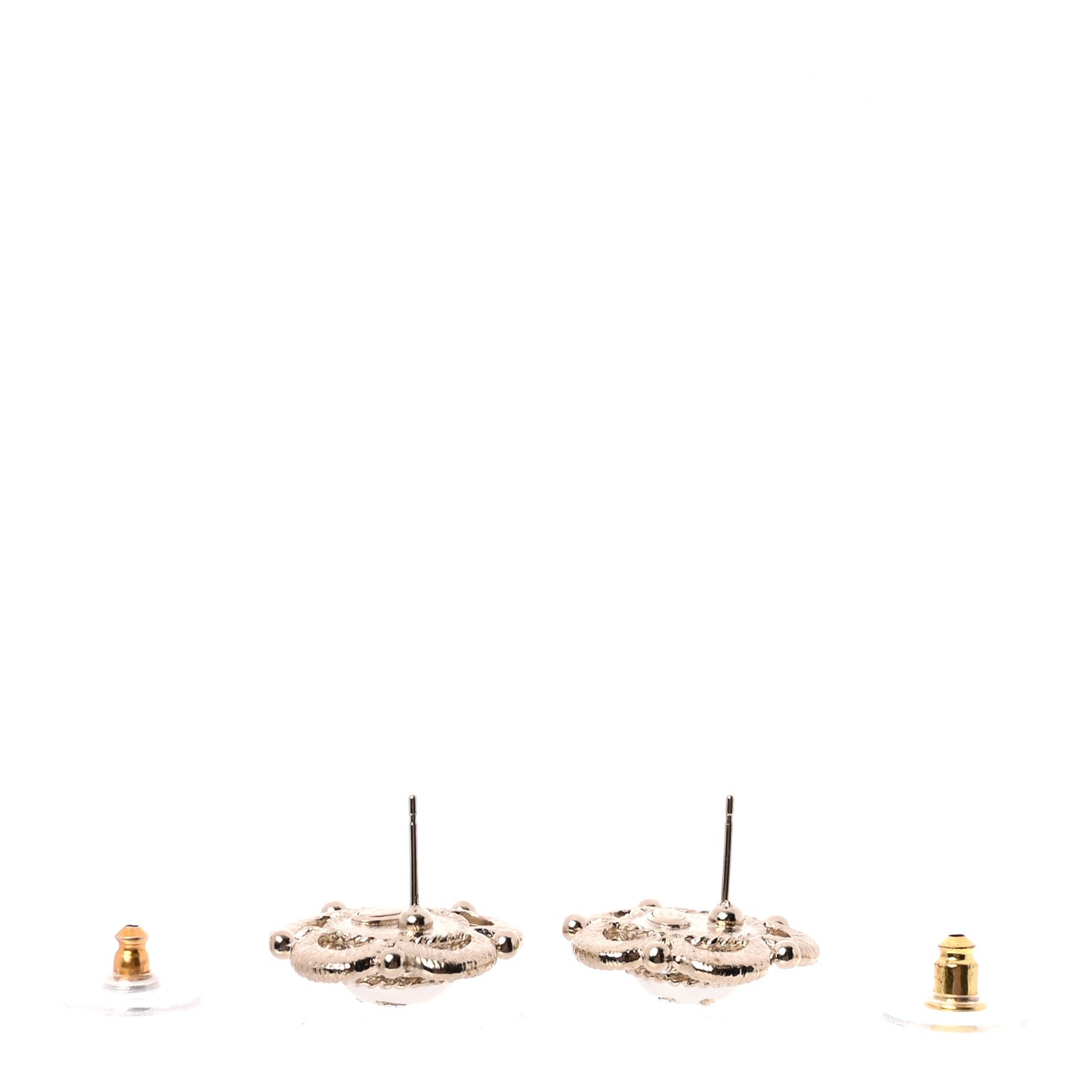 Flower CC Earrings Beige Gold
