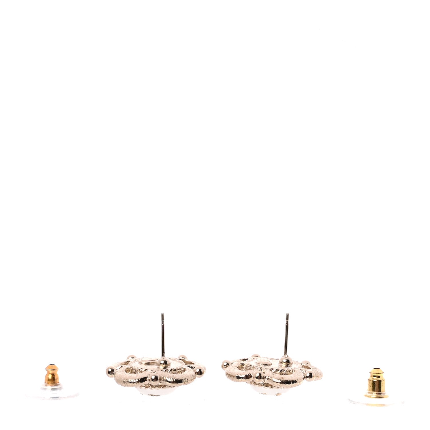 Chanel Flower CC Earrings Beige Gold 3 of 4