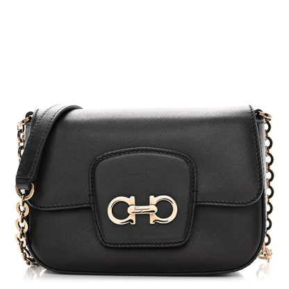 Salvatore Ferragamo Saffiano Paris Crossbody Bag Black 1 of 11