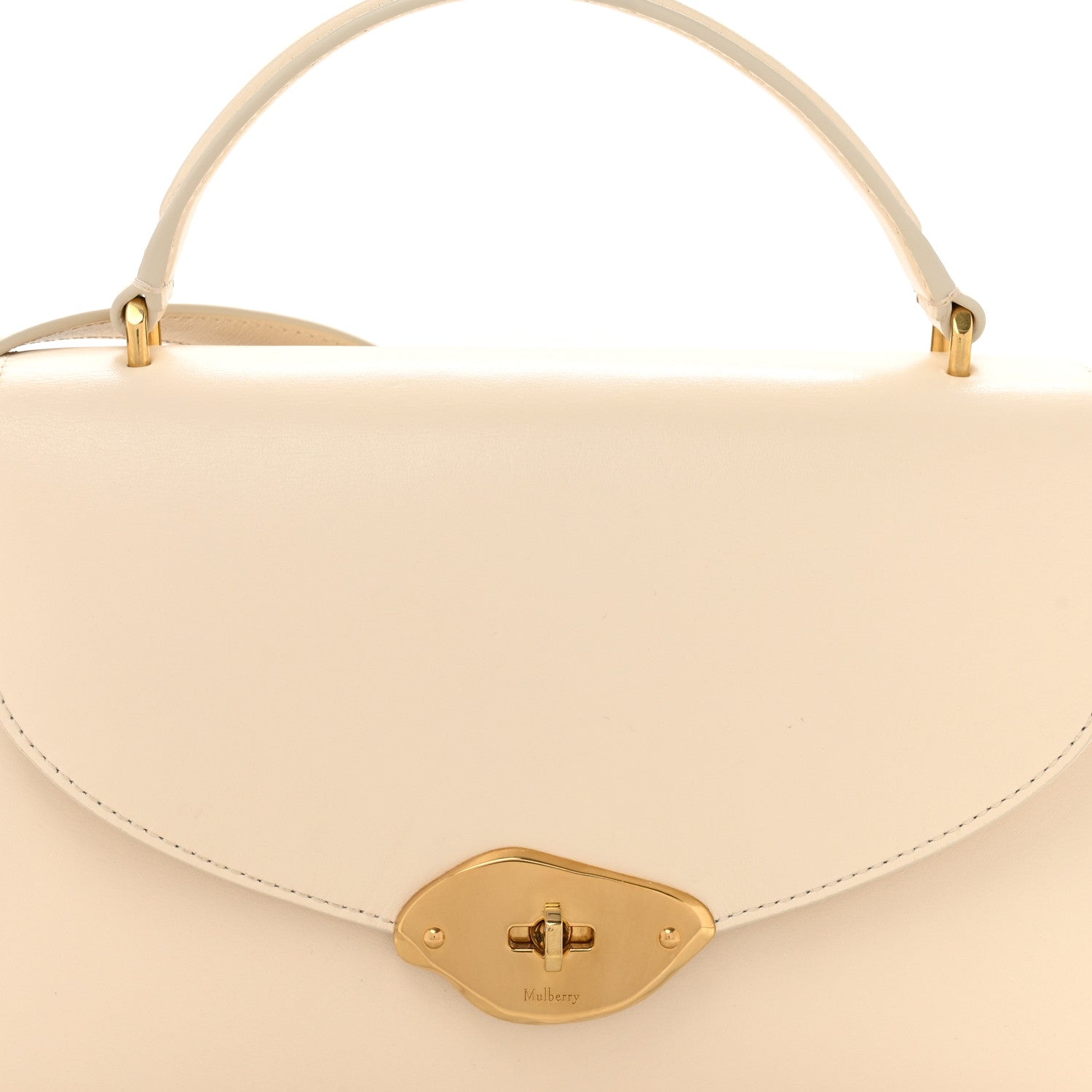Mulberry High Gloss Calfskin Lana Top Handle Eggshell 9 of 13