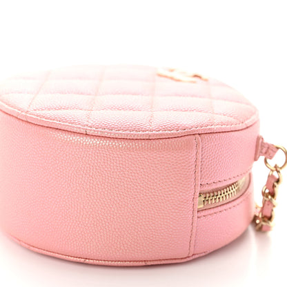 Chanel Iridescent Caviar Resin Quilted Round Clutch With Chain Pink 10 of 10