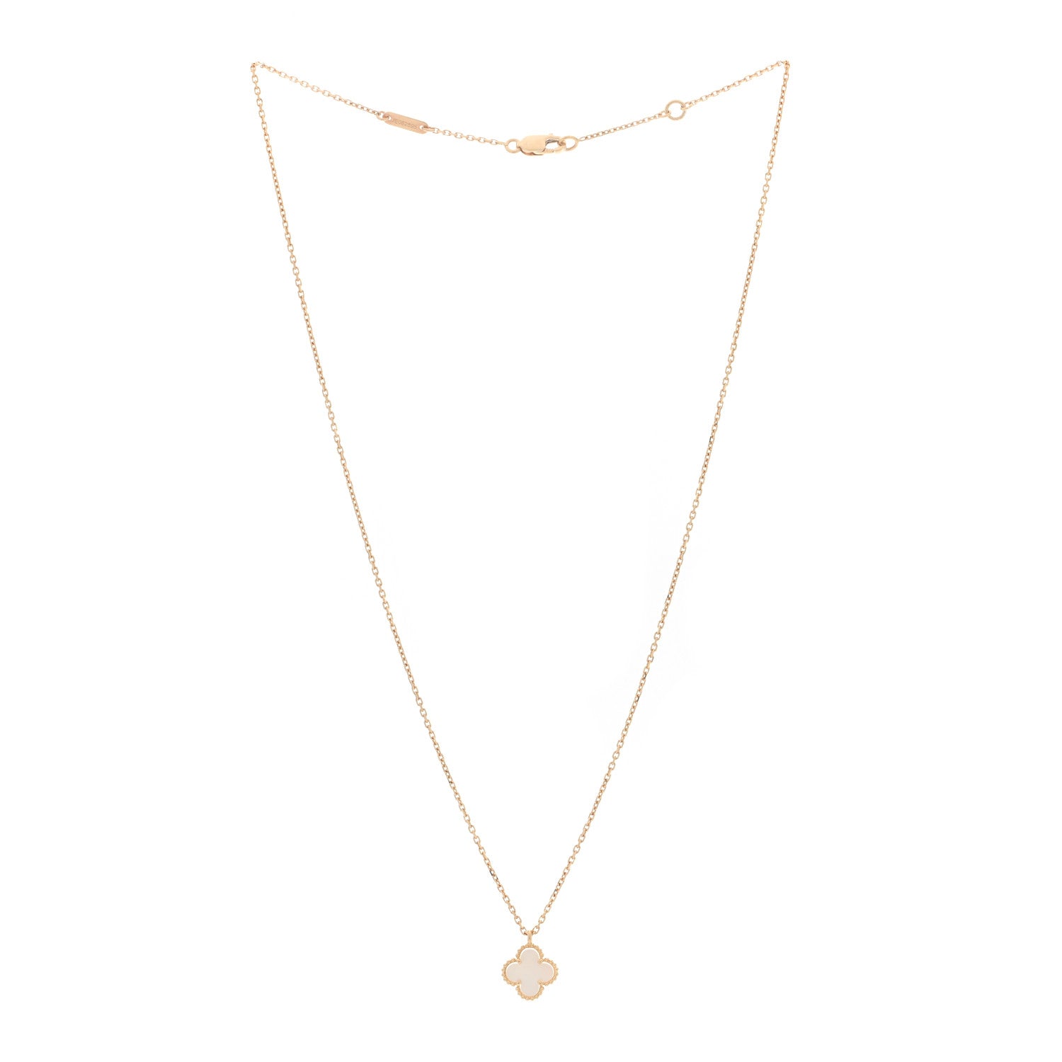 Van Cleef & Arpels 18K Yellow Gold Mother of Pearl Sweet Alhambra Pendant Necklace 3 of 4