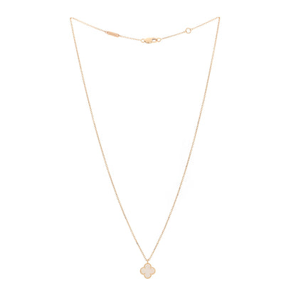 Van Cleef & Arpels 18K Yellow Gold Mother of Pearl Sweet Alhambra Pendant Necklace 3 of 4