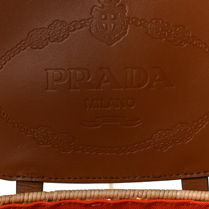 Prada Wicker City Calfskin Shoulder Bag Naturale Cognac 7 of 11