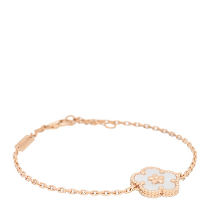 Van Cleef & Arpels 18K Rose Gold Mother Of Pearl Lucky Spring Plum Blossom Bracelet 1 of 4
