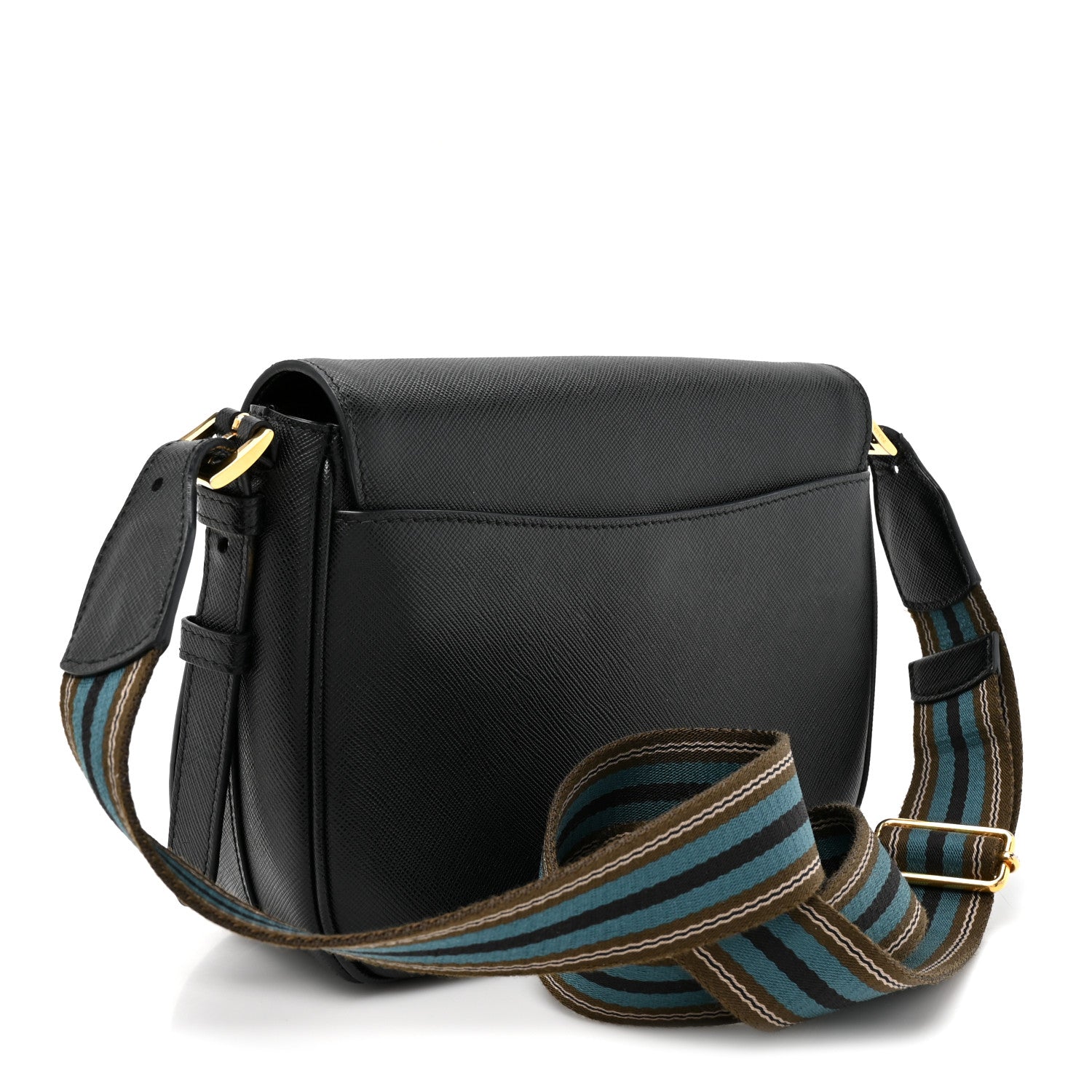 Prada Saffiano Flap Crossbody Black 3 of 10