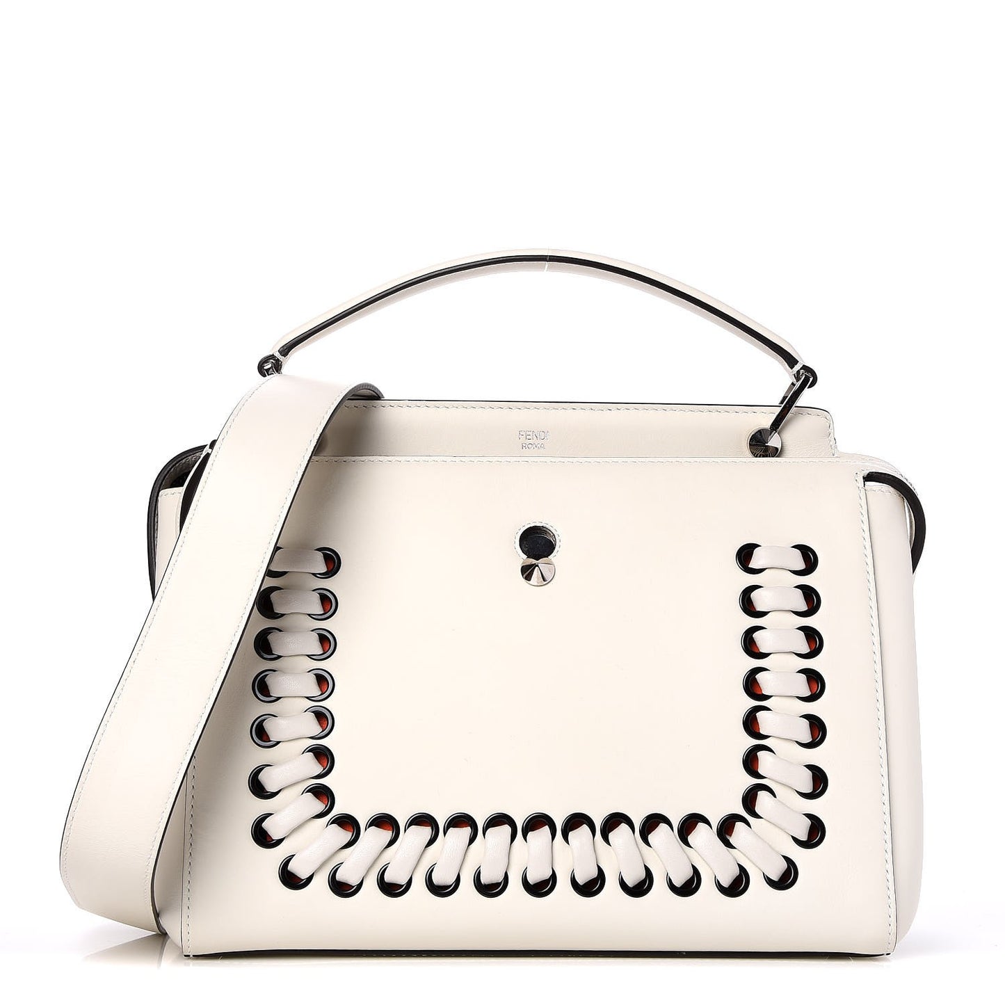 Vitello Baltico Dolce Shiny Nappa Lace Up DotCom Satchel White Parrot