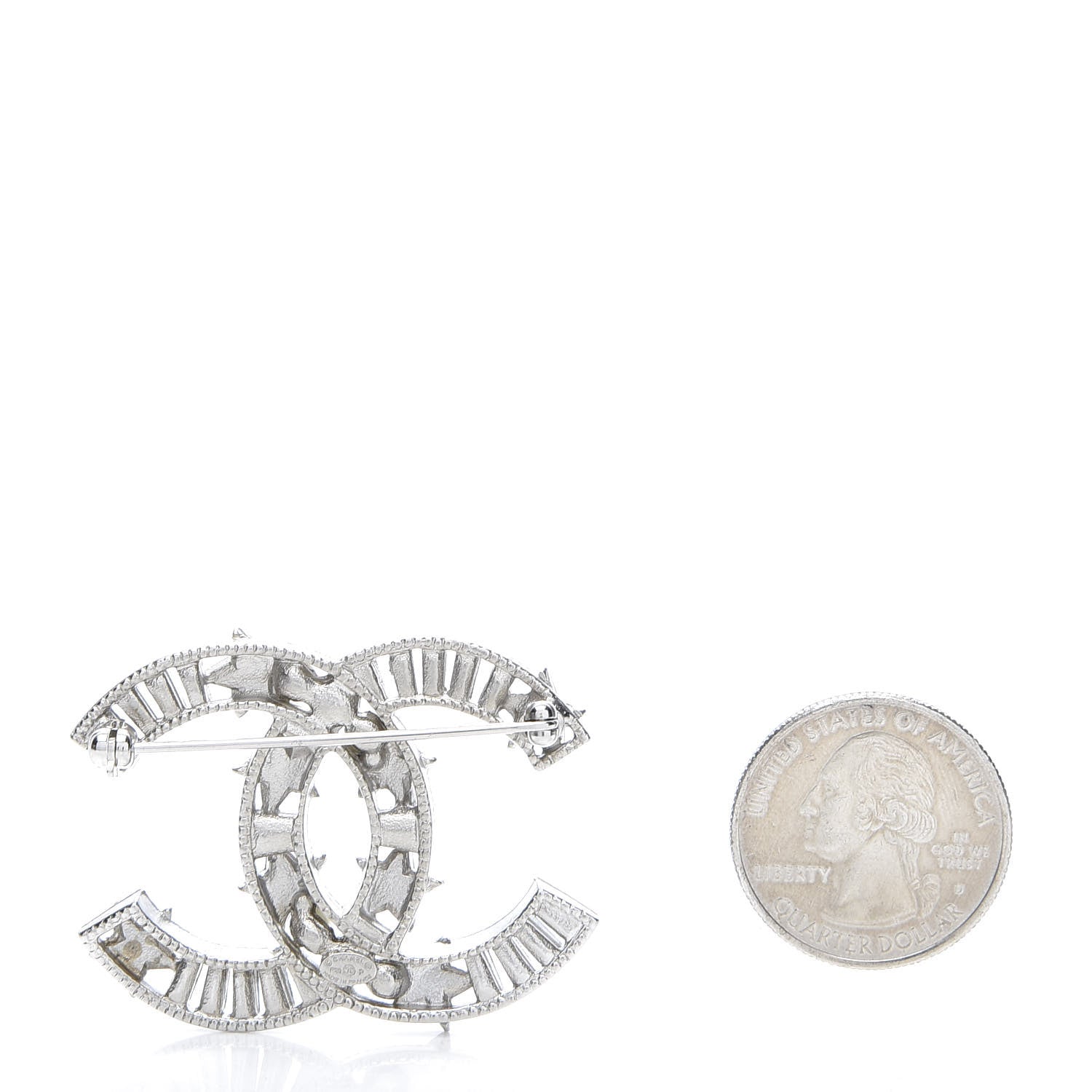 Chanel Crystal Pearl CC Star Coco Flapper Brooch Silver 2 of 5