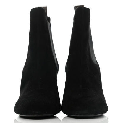 Louis Vuitton Suede Monogram Uniformes Cap Toe Chelsea 80mm Ankle Boots 40 Black 2 of 11