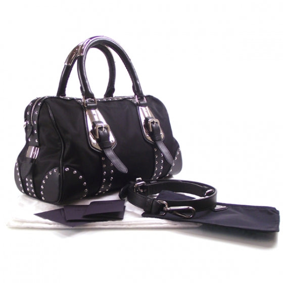 Prada Nylon Studded Doctor Bag 3 of 10