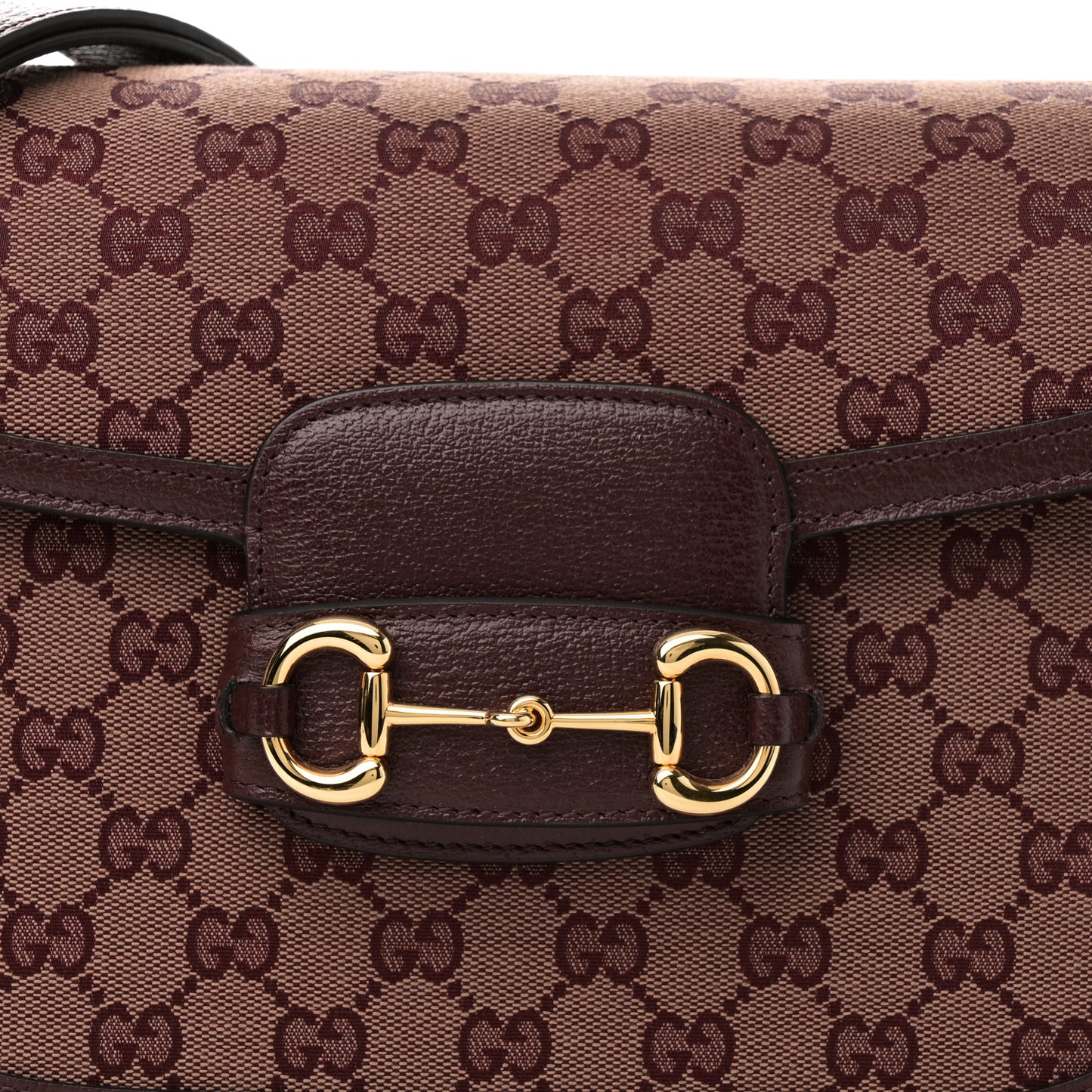 Monogram Textured Dollar Calfskin Horsebit 1955 Shoulder Bag Sahara Rubino Chardonnay