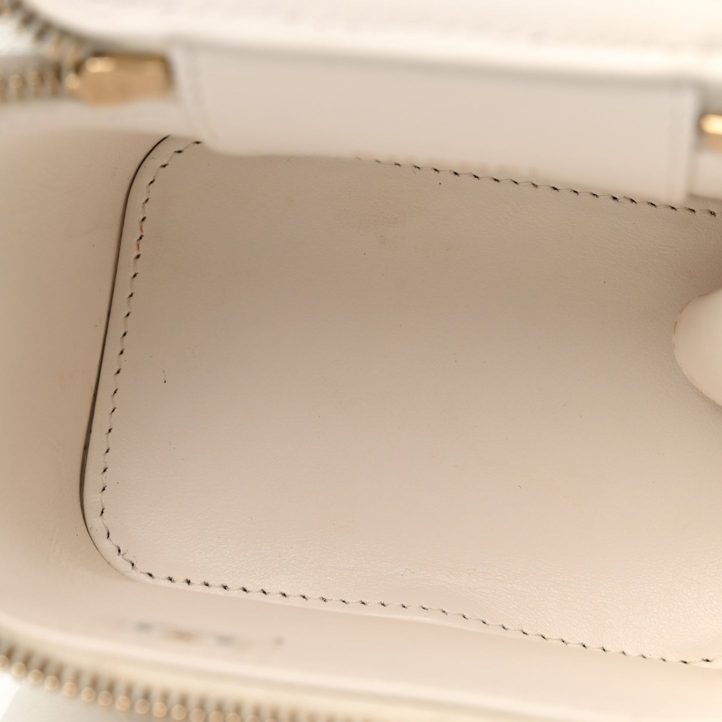 Caviar Quilted Enamel Coco Casino Mini Vanity Case With Chain White