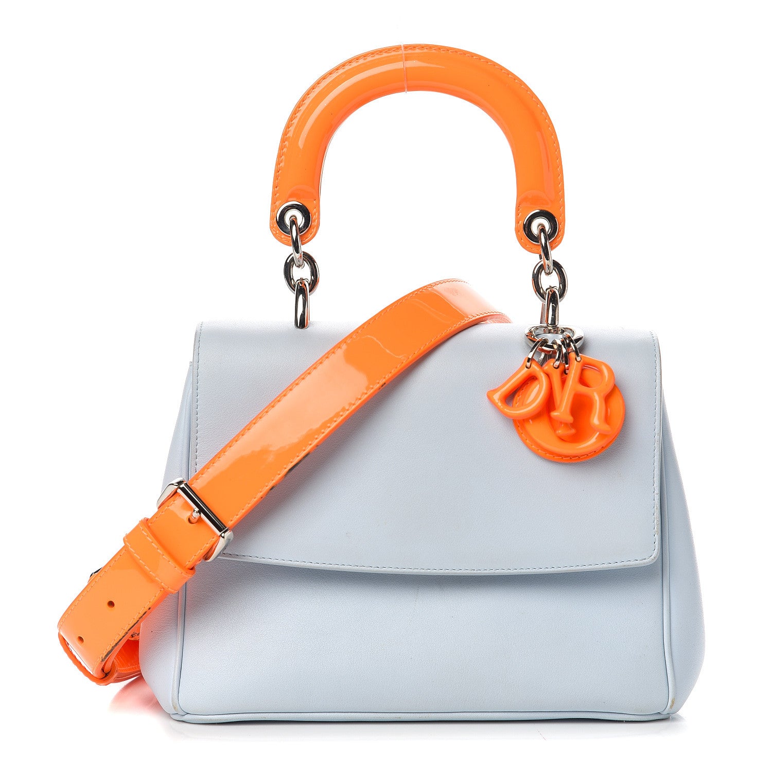 Christian Dior Patent Smooth Calfskin Mini Be Dior Flap Orange Light Blue 1 of 20