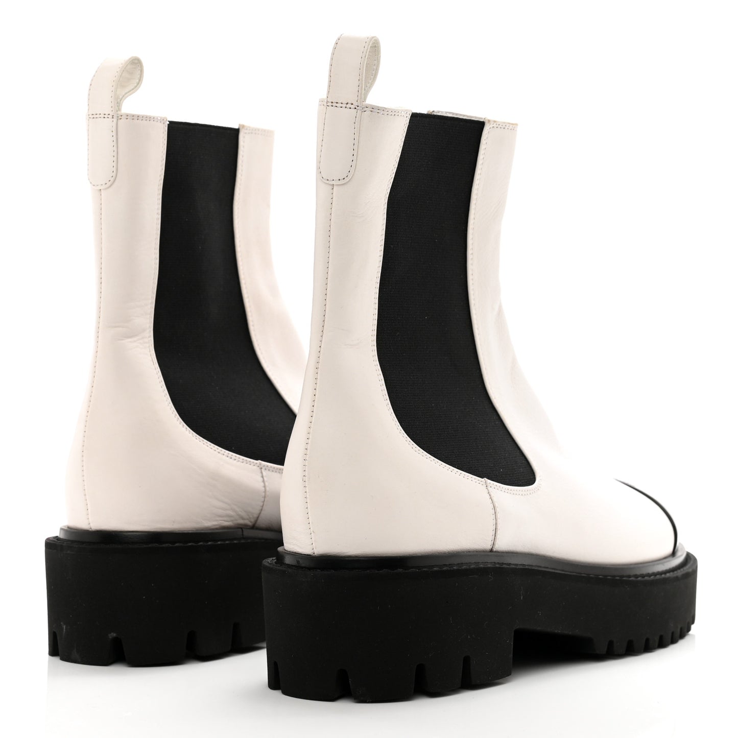 Patent Calfskin Cap Toe CC Ankle Boots 39 White Black