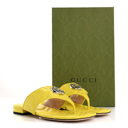 Gucci Nappa Charlotte Double G Marmont Thong Sandals 37.5 Acid Lime 10 of 10