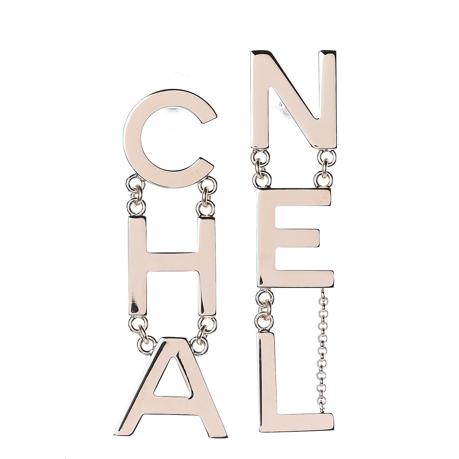 Chanel Metal Cha-Nel Logo Drop Earrings Gold 1 of 4