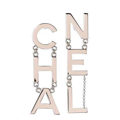 Chanel Metal Cha-Nel Logo Drop Earrings Gold 1 of 4