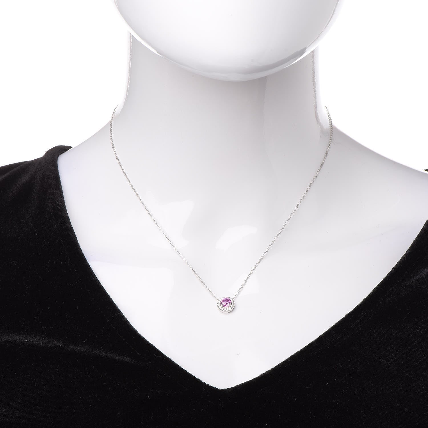 Tiffany Platinum Diamond Pink Sapphire Soleste Pendant Necklace 2 of 7
