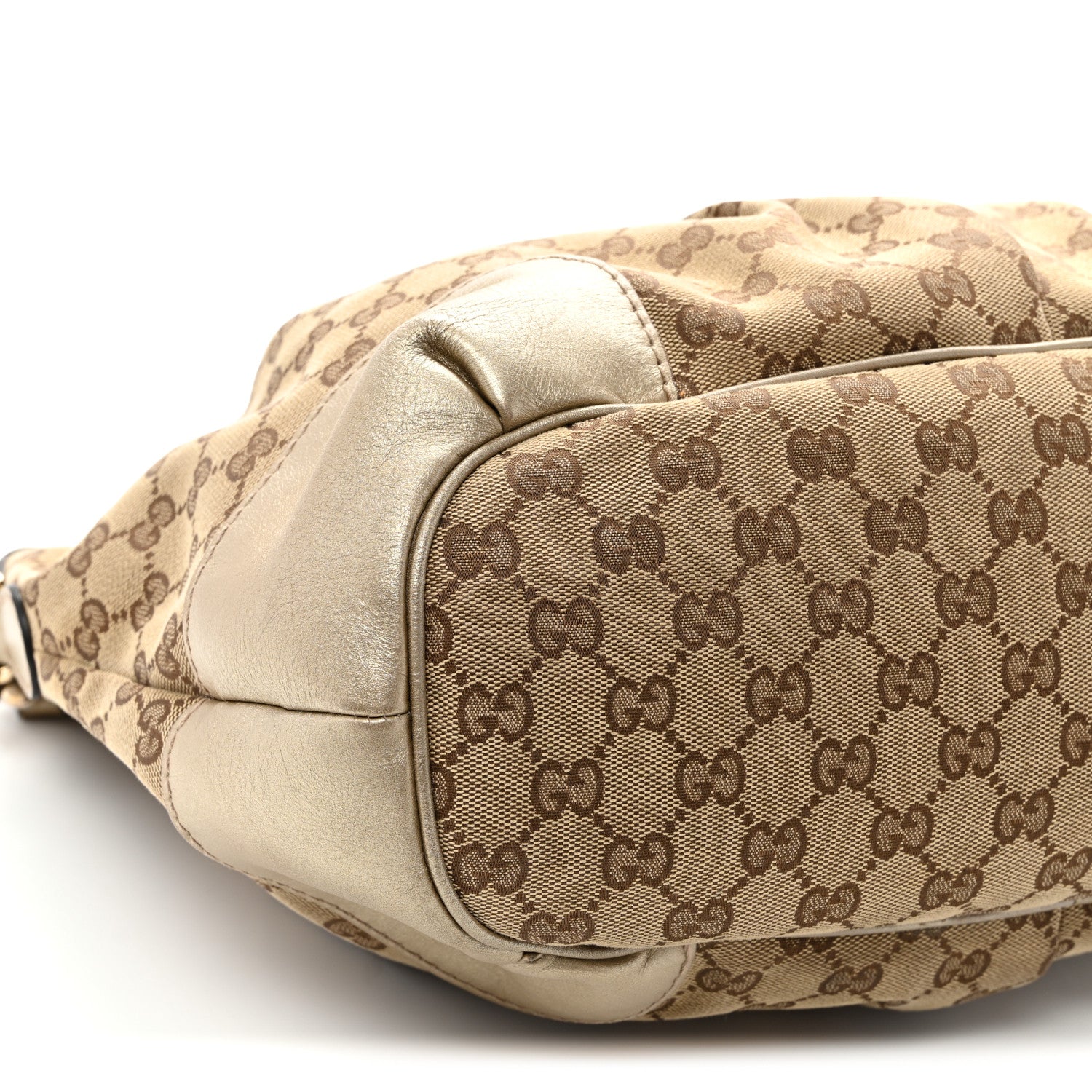 Gucci Metallic Monogram Large Sukey Top Handle Bag Beige Gold 9 of 10