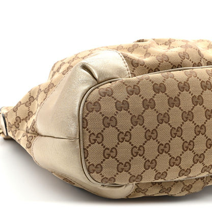 Gucci Metallic Monogram Large Sukey Top Handle Bag Beige Gold 9 of 10