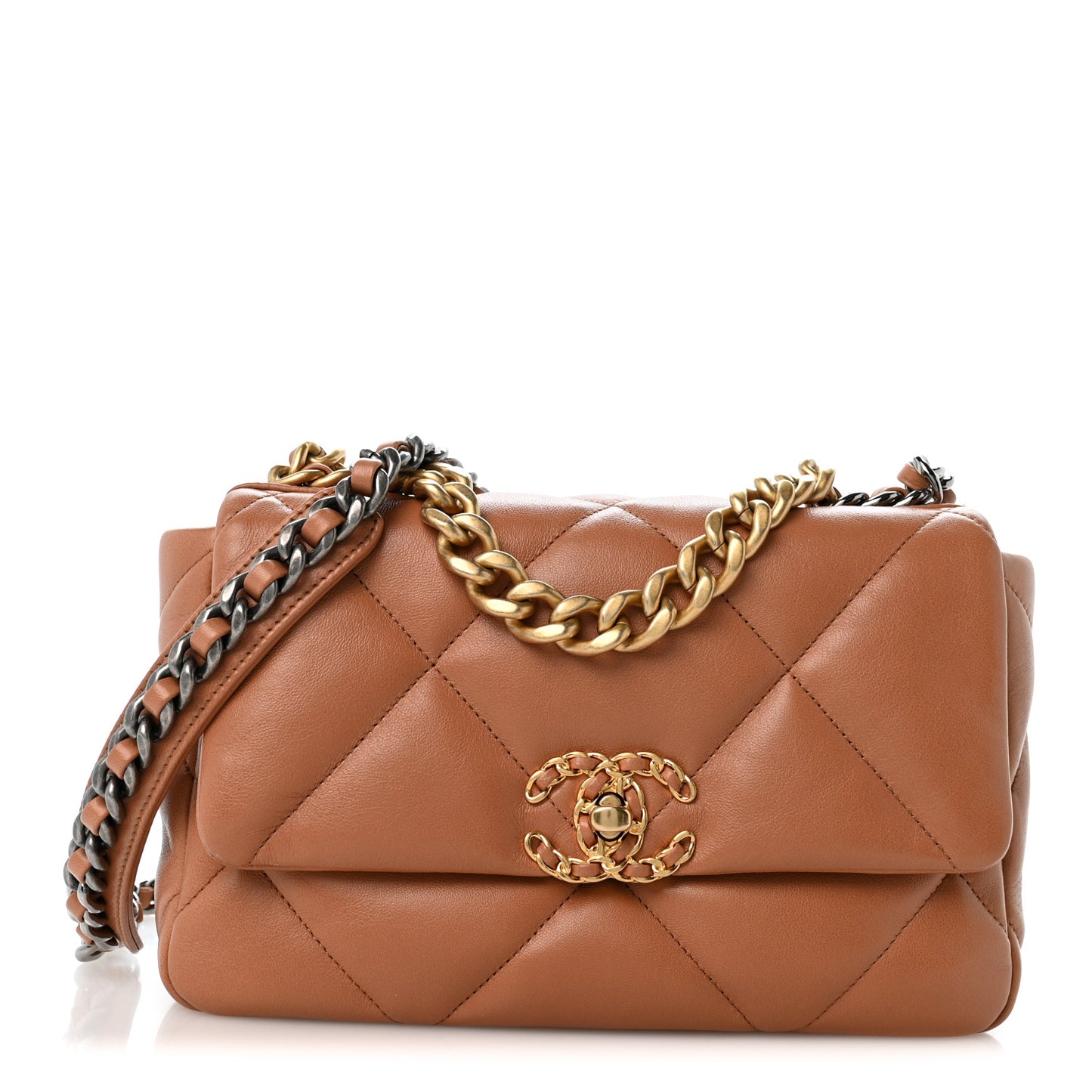 Lambskin Quilted Medium Chanel 19 Flap Brown