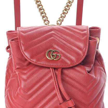 Gucci Calfskin Matelasse GG Marmont Flap Backpack Hibiscus Red 8 of 10