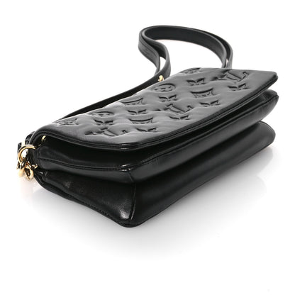 Louis Vuitton Lambskin Embossed Monogram Pochette Coussin Crossbody Black 8 of 10